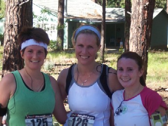 Kristen and friends at the end of the 10k